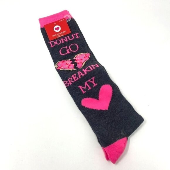 Target Donut Heart Knee High Socks Grey Pink Valentines One Size  B10 - Picture 1 of 4